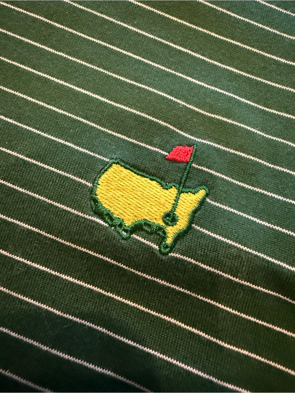 Masters- Men's L Green Striped Polo Shirt